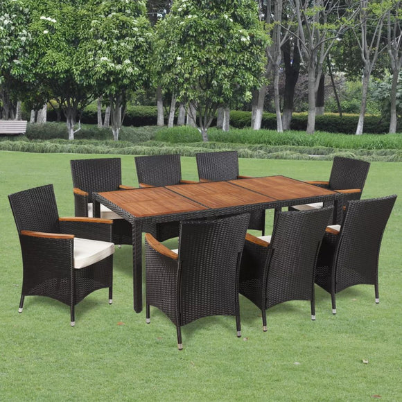 vidaXL Garten-Essgruppe mit Kissen 7/9-teiliges Polyrattan Garden Dinner