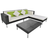 vidaXL Garden Sofa Set 17 Piece Poly Rattan Outdoor Seat Lounge Black/Brown