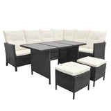 vidaXL Garten-Lounge-Set mit Kissen 4-tlg. Poly Rattan Patio Braun/Schwarz