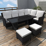 vidaXL Garten-Lounge-Set mit Kissen 4-tlg. Poly Rattan Patio Braun/Schwarz