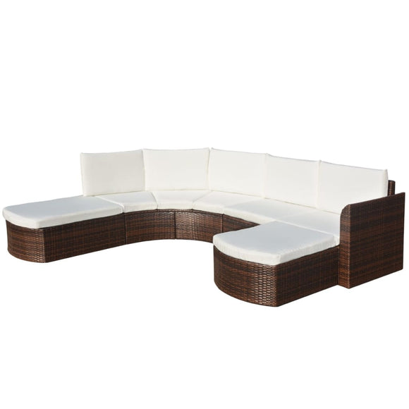 vidaXL Garten-Lounge-Set mit Kissen 4-tlg. Poly Rattan Patio Braun/Schwarz