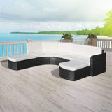 vidaXL Garten-Lounge-Set mit Kissen 4-tlg. Poly Rattan Patio Braun/Schwarz