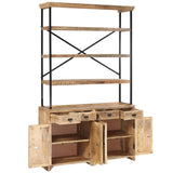 vidaXL Sideboard mit Regalen Möbel aus massivem Altholz Braun/Dunkelbraun