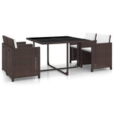 vidaXL Outdoor Dining Set with Cushions 5 Pieces Poly Rattan Multi Colors