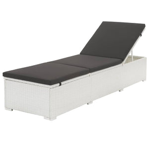 vidaXL 1/2x Sun Loungers with Table Poly Rattan White Day Bed Garden Chair