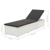 vidaXL 1/2x Sun Loungers with Table Poly Rattan White Day Bed Garden Chair