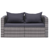 vidaXL 2/3/4x Garten-Ecksofas Graues Polyrattan-Sofa für den Außenbereich