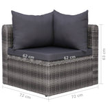 vidaXL 2/3/4x Garten-Ecksofas Graues Polyrattan-Sofa für den Außenbereich