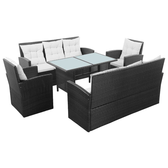 vidaXL Garden Lounge Set with Cushions 5 Pieces Poly Rattan Patio Brown/Black