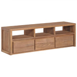 vidaXL TV-Schrank Massives Teakholz mit natürlicher Oberfläche 120 x 30 x 44 cm