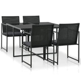 vidaXL Outdoor Dining Set with Cushions 5/7/9 Pieces Poly Rattan Gray/Black