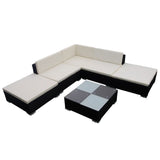 vidaXL Garden Lounge Set with Cushions 6 Piece Poly Rattan Outdoor Brown/Black