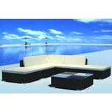 vidaXL Garden Lounge Set with Cushions 6 Piece Poly Rattan Outdoor Brown/Black