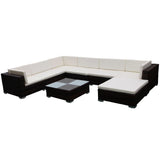 vidaXL 8 Piece Patio Lounge Set with Cushions Poly Rattan Brown