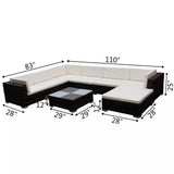 vidaXL 8-teiliges Terrassen-Lounge-Set mit Kissen Poly Rattan Braun