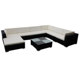 vidaXL 8 Piece Patio Lounge Set with Cushions Poly Rattan Black