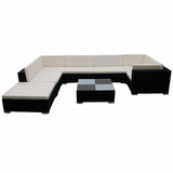 vidaXL 8-teiliges Terrassen-Lounge-Set mit Kissen Poly Rattan Schwarz