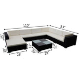 vidaXL 8-teiliges Terrassen-Lounge-Set mit Kissen Poly Rattan Schwarz