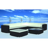 vidaXL 8-teiliges Terrassen-Lounge-Set mit Kissen Poly Rattan Schwarz