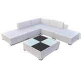 vidaXL 6 Piece Patio Lounge Set with Cushions Poly Rattan White