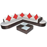 vidaXL 8-teiliges Terrassen-Lounge-Set mit Kissen Poly Rattan Braun