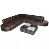 vidaXL 8-teiliges Terrassen-Lounge-Set mit Kissen Poly Rattan Braun