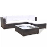 vidaXL 5-teiliges Terrassen-Lounge-Set mit Kissen Poly Rattan Braun