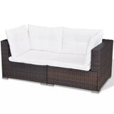 vidaXL 5 Piece Patio Lounge Set with Cushions Poly Rattan Brown