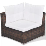 vidaXL 5 Piece Patio Lounge Set with Cushions Poly Rattan Brown