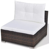 vidaXL 5-teiliges Terrassen-Lounge-Set mit Kissen Poly Rattan Braun