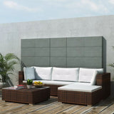 vidaXL 5 Piece Patio Lounge Set with Cushions Poly Rattan Brown