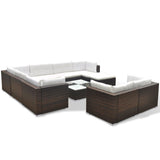 vidaXL 10-teiliges Terrassen-Lounge-Set mit Kissen Poly Rattan Braun