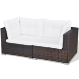 vidaXL 10-teiliges Terrassen-Lounge-Set mit Kissen Poly Rattan Braun