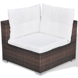 vidaXL 10-teiliges Terrassen-Lounge-Set mit Kissen Poly Rattan Braun