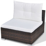 vidaXL 10-teiliges Terrassen-Lounge-Set mit Kissen Poly Rattan Braun