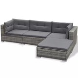 vidaXL 6 Piece Patio Lounge Set with Cushions Poly Rattan Gray