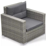 vidaXL 6-teiliges Terrassen-Lounge-Set mit Kissen Poly Rattan Grau