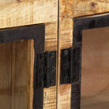 vidaXL Sideboard Braun und Schwarz 160 x 29 x 80 cm Massives, raues Mangoholz