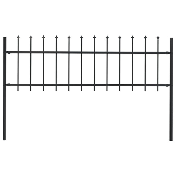 vidaXL Garden Fence Spear Top Steel Outdoor Panels Barrier Border Multi Sizes