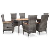 vidaXL Outdoor Dining Set with Cushions 7/9 Pieces Poly Rattan Gray/Black