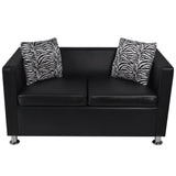 vidaXL Sofa Set Armchair and 2-Seater Black Faux Leather