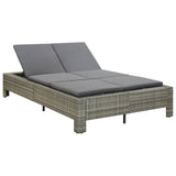 vidaXL 2-Personen-Sonnenliege mit Kissen, Polyrattan, Outdoor, Garten, Mehrfarbig