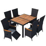 vidaXL Outdoor Dining Set with Cushions 7/9 Pieces Poly Rattan Gray/Black