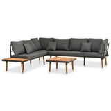 vidaXL 4 Piece Patio Lounge Set with Cushions Solid Acacia Wood