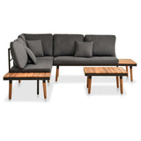 vidaXL 4-teiliges Terrassen-Lounge-Set mit Kissen Massives Akazienholz