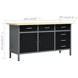 vidaXL Werkbank Schwarz 63" x 23,6" x 33,5" Stahl