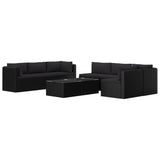 vidaXL 9 Piece Patio Lounge Set with Cushions Poly Rattan Black