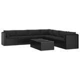 vidaXL 9 Piece Patio Lounge Set with Cushions Poly Rattan Black