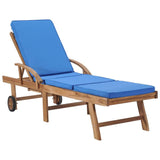 vidaXL 1/2x Solid Teak Wood Sun Lounger with Cushion Garden Seat Multi Colors