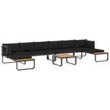 vidaXL 5-teiliges Terrassen-Ecksofa-Set mit Kissen aus Aluminium und WPC